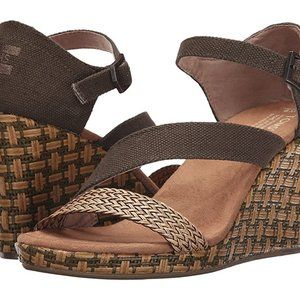 Toms Clarissa Weaved Wedges Olive Green size 8.5